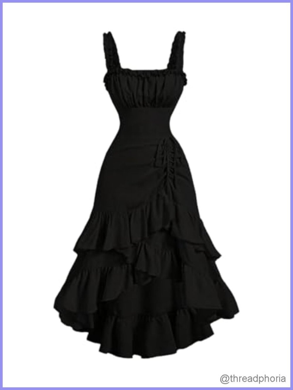Women's Layered Ruffle Hem Ruched Asymmetrical Long Dress
